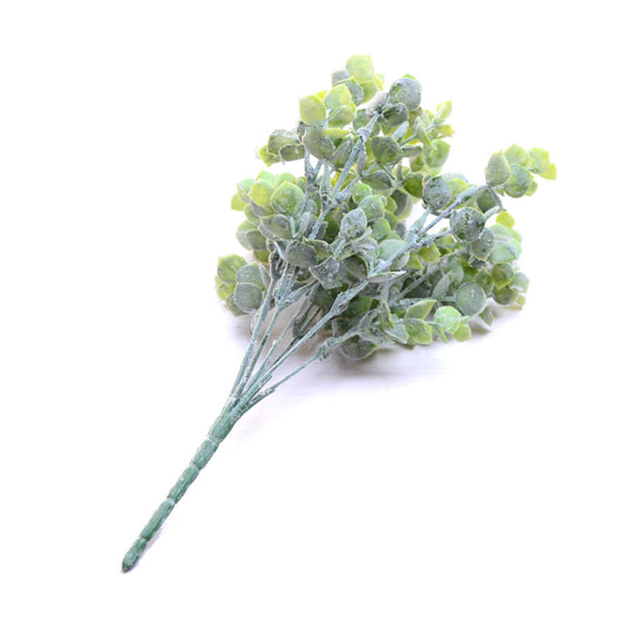 Dekoratif çiçek çelenk 7 dal/buket yapay okaliptüs etli bitki diy kış sahte yapraklar beyaz yeşil düğün ev dekorasyon zanaat çiçek