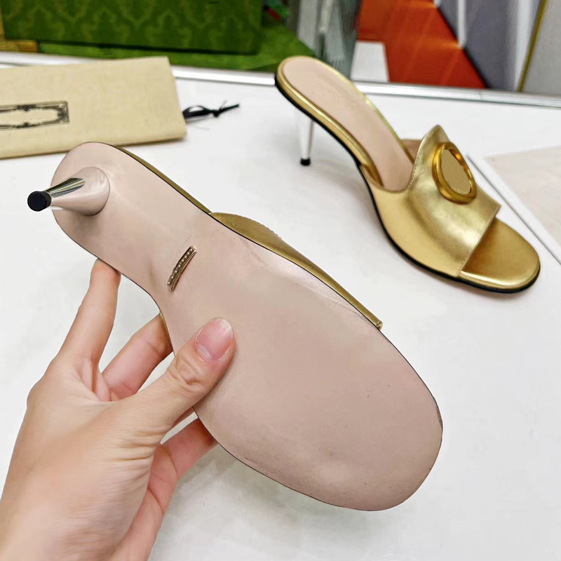 2023 Designer pure color Square toe slippers Womens fashion Luxury leather Metal buckle available variety colors outdoor High heel Sandals lady Stiletto heel shoes