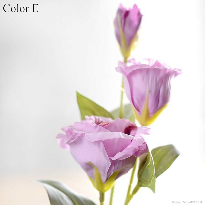 Decoratieve Bloemen Kransen Europese Kunstbloem 3 Hoofden Nep Eustoma Gradiflorus Lisianthus Kerst Bruiloft Huis Decoratief 5 Kleuren T230217