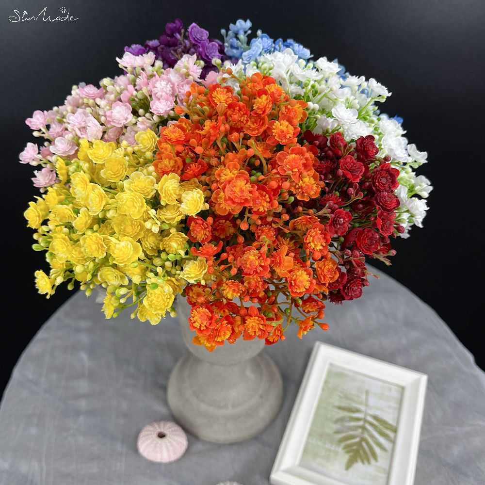 Dekorativa blommor kransar Sunmade Vivid 6 st/bunt Babysbreath Plastic Artificial Flowers Home Garden Decoration Flower Arrangement Supplies Fake Plants