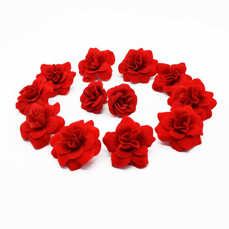 Dekorativa blommor kransar 20 stycken 3,5 cm 5 cm röda rosor konstgjorda blomma heminredningar tillbehör bröllop diy handledsblommor huvudbonad festival leveranser