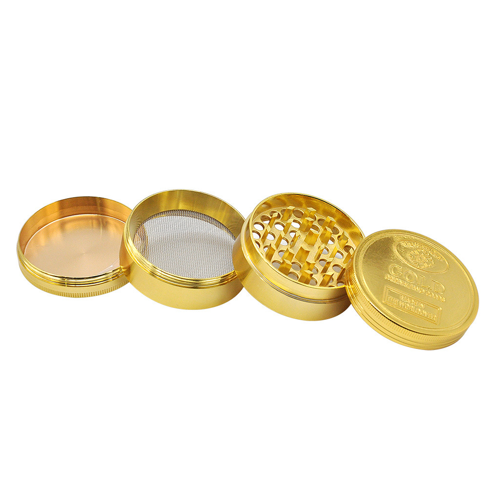 Smoking Pipes Metal Cigarette Grinder Four-layer 60mm Zinc Alloy Gold Coin Grinder Cigarette Crusher