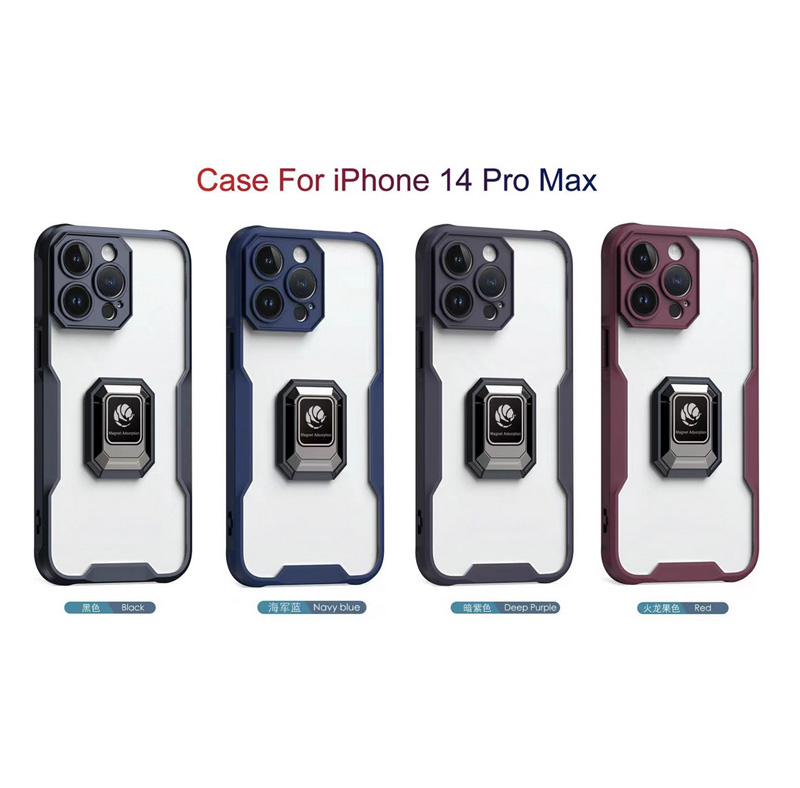 iPhoneのリングホルダーグリップ付き電話ケース14 13 12 Pro Max Hybrid TPU PC Heave Duty Shockproof保護カバースキン