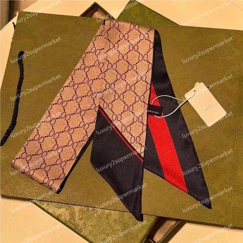 2023 Designer Letters Print Siden Bandeau Pannband Halsduk för kvinnor Hårband Långt handtag Väska Scarves Paris Axelväska Bagage Band Head Wraps 120cm