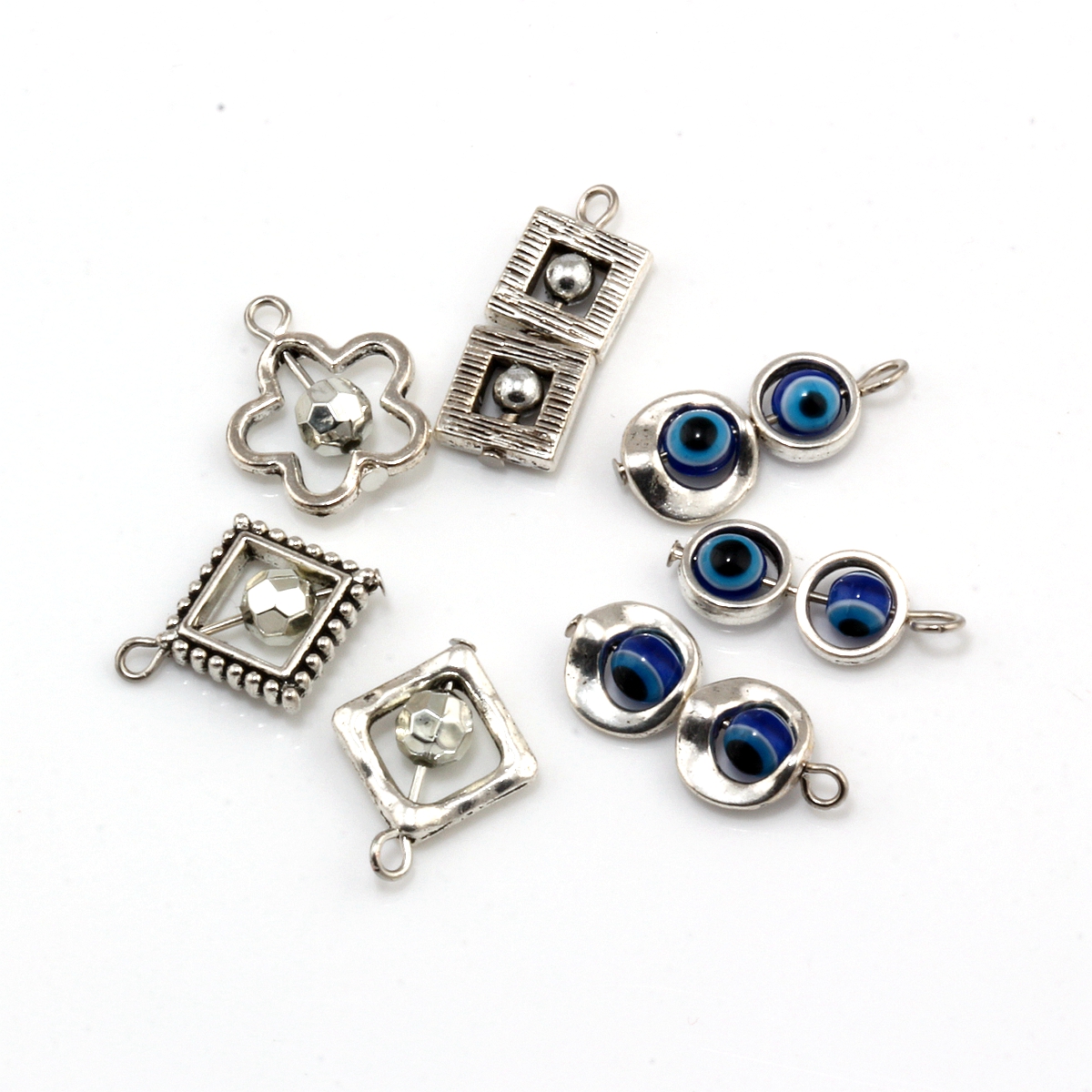 Breloques en alliage métallique à motifs géométriques, 7 styles, pendentif pour bricolage, boucles d'oreilles, collier, fabrication de bijoux, 140 pièces