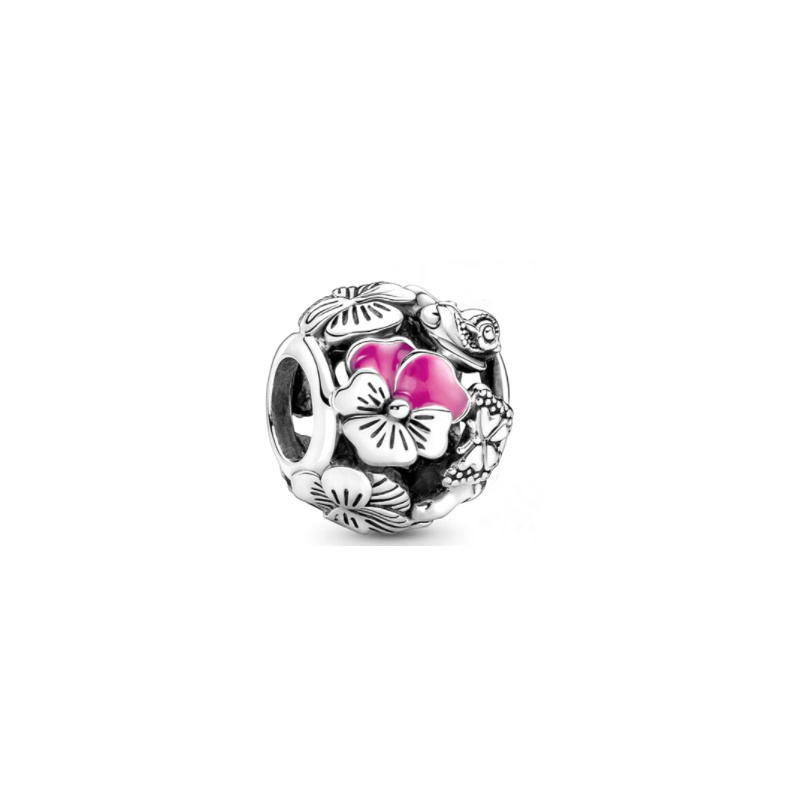 Real 925 Sterling zilver origineel type glanzende roze vlinder bloem charme geschikt voor doe -het -zelf pandora armband geschikt voor damesjuwelen mode -accessoires gratis levering