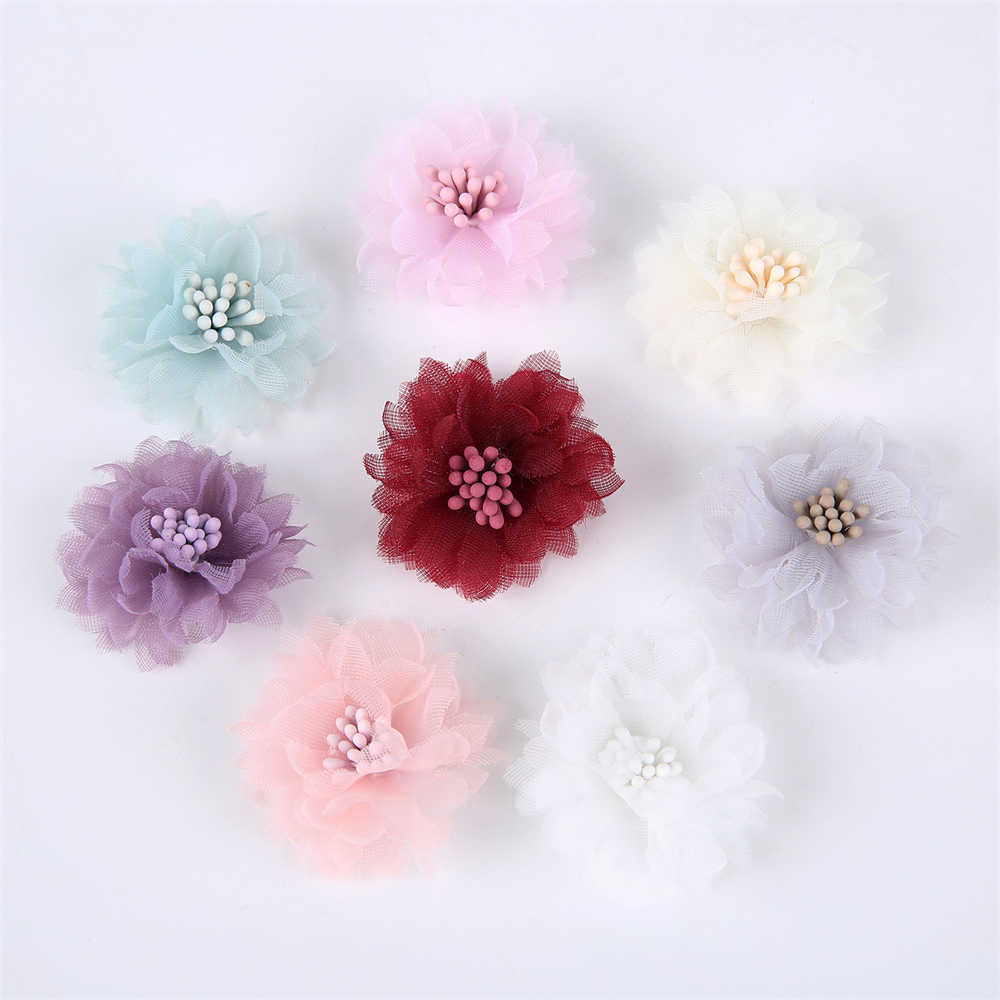 Flores decorativas Grinaldas Chiffon Flores DIY Flores Headwear Chapéu Vestido Decorações Acessórios de Roupas Acessórios de Cabelo Flores Artificiais T230217