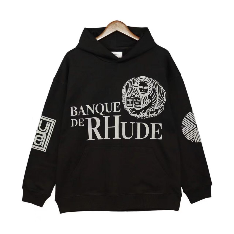 Sweater Rhude Designer Hoodie Letter-tryckt långärmad gata-semester Casual Par's Samma kläder 23