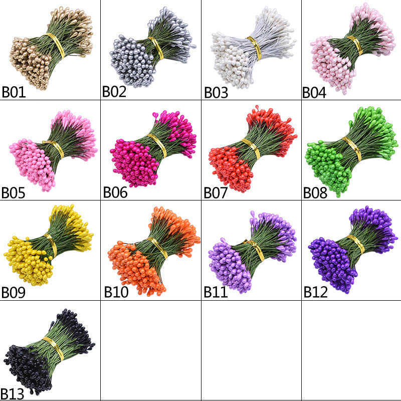 Decorative Flowers Wreaths 130/260 3mm Artificial Flower Double Heads Stamen DIY Fake Flower Berries DIY Wedding Party Scrapbook Accessories Christmas Deco