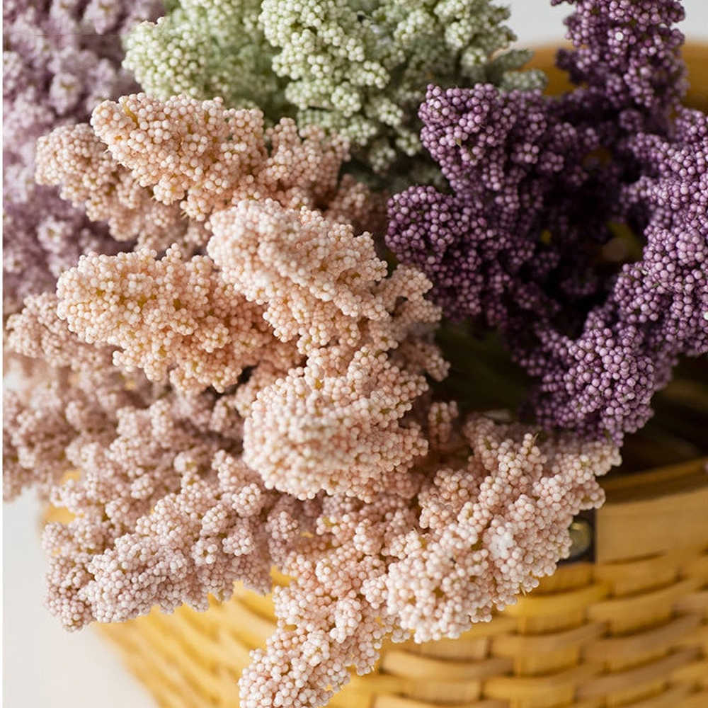 Flores decorativas grinaldas 6 pçs baunilha artificial mini espuma berry pico buquê de flores artificiais para decoração de casa planta decoração de parede cereais planta heap