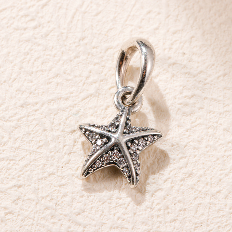 925 Серебряные Серебряные Звездные Звезды Дерг Бусин подходит для европейских ювелирных украшений в стиле Pandora Bracelets