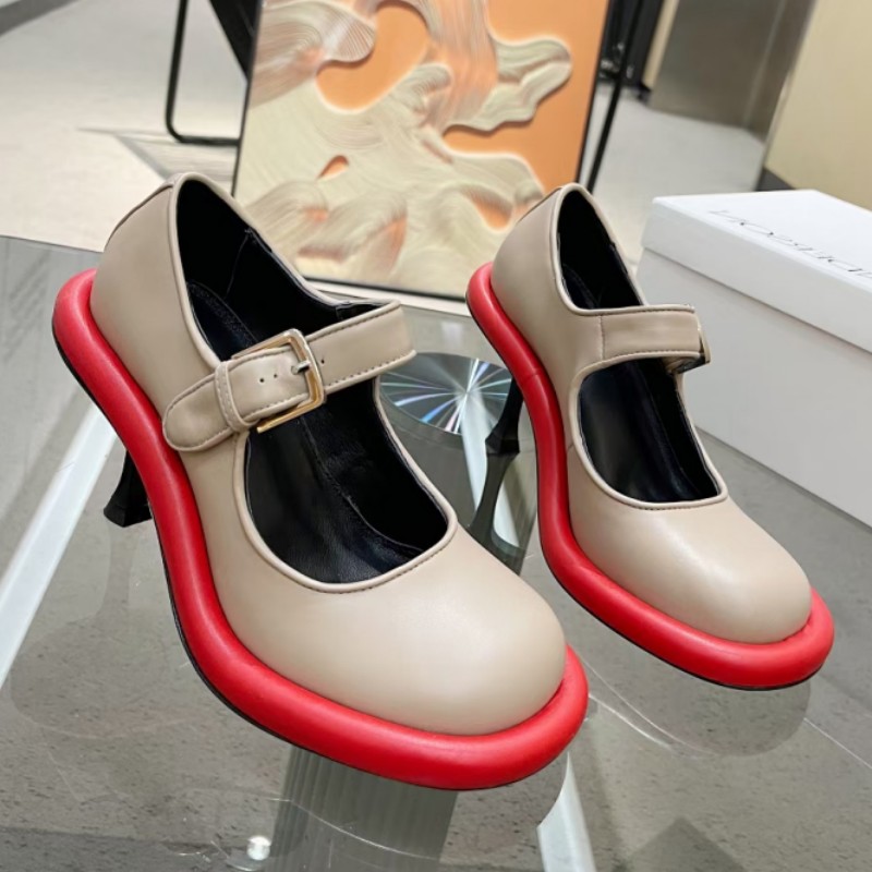 Fashion top dress shoes designer luxury leather decorative stilettos 9cm women's dancing with shoelaces round head shallow mouth wedding party wedding shoes Weddi