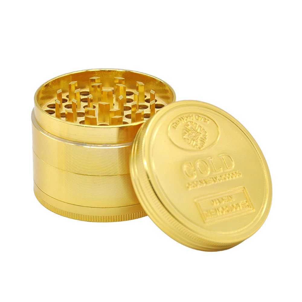 Smoking Pipes Metal Cigarette Grinder Four-layer 60mm Zinc Alloy Gold Coin Grinder Cigarette Crusher