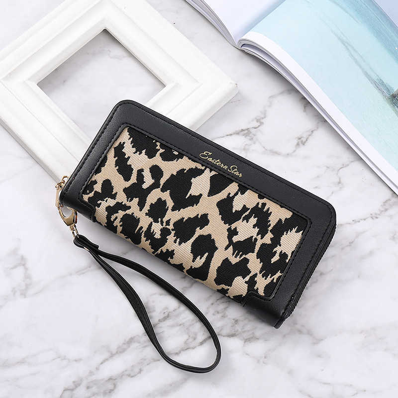 Portefeuille Long Long Leopard Imprimé Fashion Classip Classip Classip grande capacité Multifonction Multi-carte Position Hand Sac Femmes 230281B