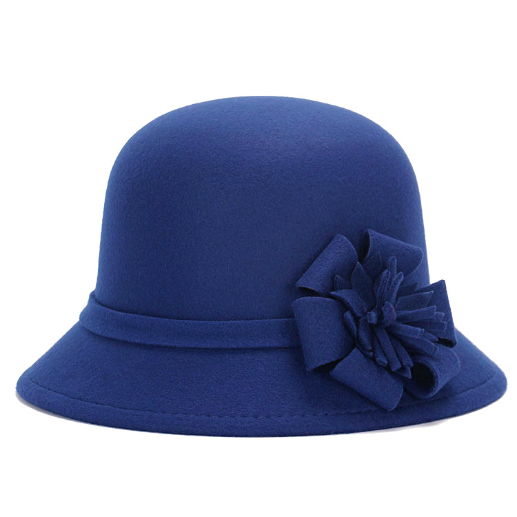 帽子はフランジングの花のパロディウールフェルトレディース秋の冬クローシュハットエレガントな宴会帽を感じました