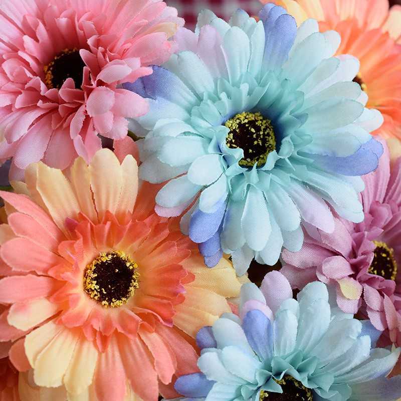 Dekoracyjne kwiaty wieńce 23 cm sztuczne kwiaty jedwab gerbera na dom ślubny dekoracja sztuczna kwiat DIY Wreńki Zaspaski tanie akcesoria T230217
