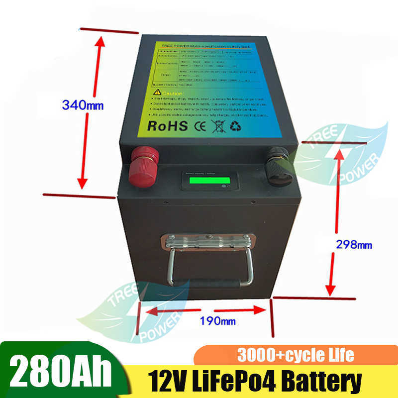 12V 280AH LIFEPO4 Batteripaket Litiumjärnfosfatbatterier Bulit-in BMS för Boat Home Storage Off-Grid