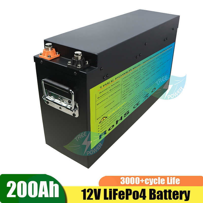 Batteria 12.8v 200AH lifepo4 con batteria al litio 100A BMS 12V luce allo xeno RV Inverter accumulo di energia solare