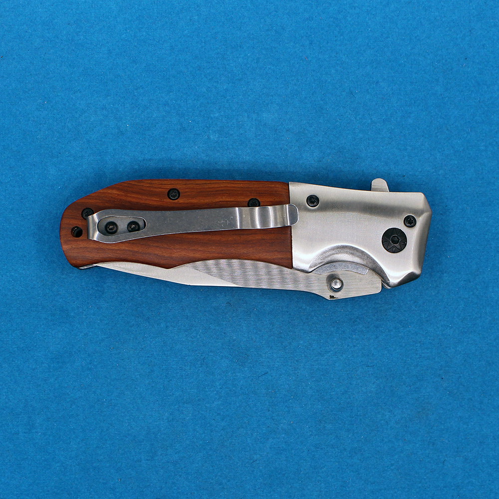 Nowy nóż Flipper Flipper 440C Satin Drop Point Blade drewniane drewniane rączka