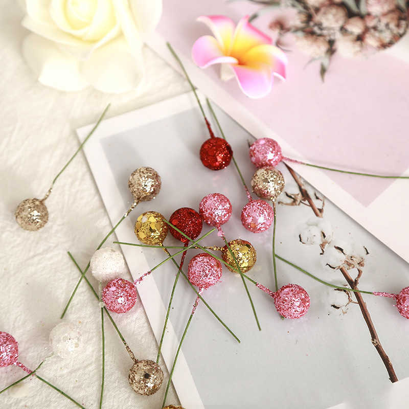 Decorative Flowers Wreaths 50/Berry Artificial Flowers for Home Decor Xmas Tree Christmas Party Decoration Cake Gift Box Ornaments Accessories T230217
