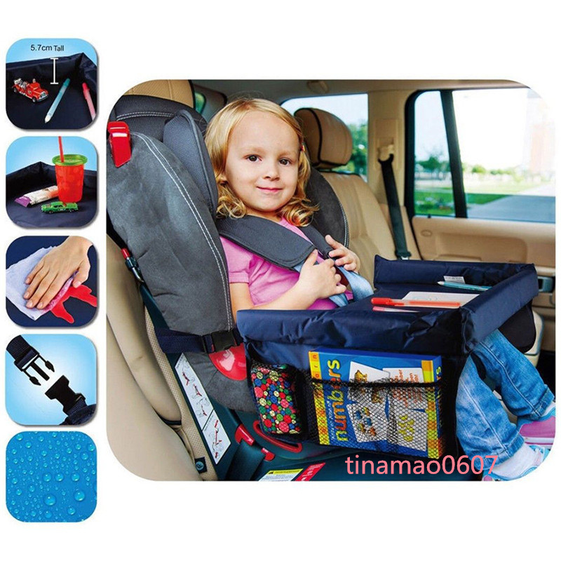 Vassoio da viaggio bambini seggiolino auto Organizer Passeggino Neonati Impermeabile Portatile Attività di sicurezza Gioco Snack Tavolo da disegno Giocattolo Cibo Portabottiglie