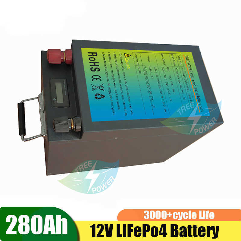 12V 280AH LIFEPO4 Batteripaket Litiumjärnfosfatbatterier Bulit-in BMS för Boat Home Storage Off-Grid