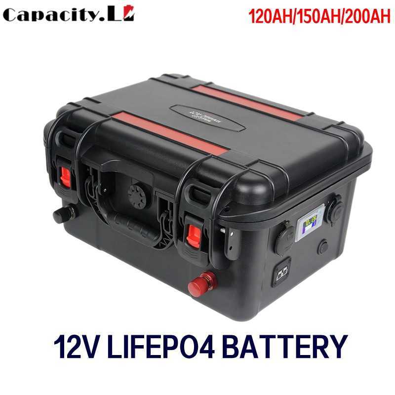 12V LIFEPO4 Batteri 120Ah Litium Batterispack 200AH Solar RV Waterproof PD Laddningsbara backupbatterier Anderson Boat Motor