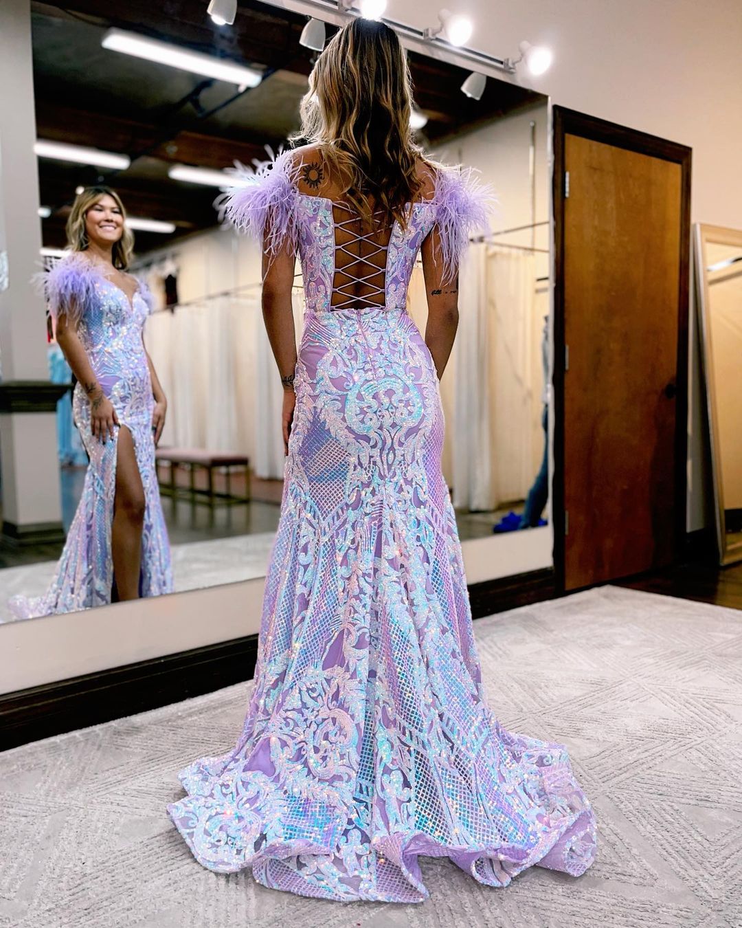 2023 Arabisch Aso Ebi Lovert Lace Prom Dresses Feather Mermaid Evening Formeel feest tweede receptie Verjaardagsbetrokkenheid Bruidsmeisjesjurken Jurken ZJ322