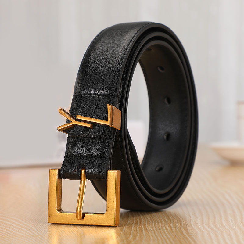 Klädda läderbälten för kvinnor lyxig designer bälte enkel dam kvällskläder ceinture nål spänne fyrkant inte fade jeans weddi220l