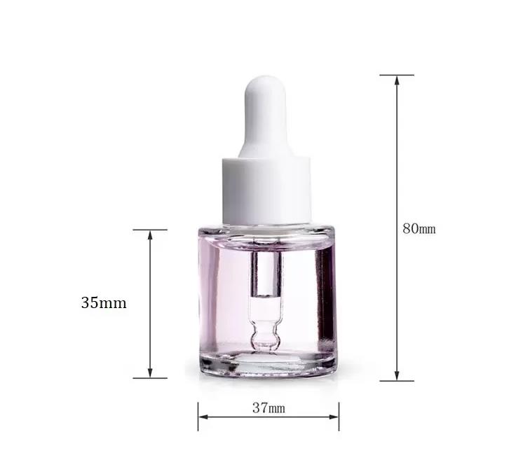 20 ml platt axelglas eterisk olja parfymflaskor e flytande flaskor reagens dropper aromaterapi flaska grossist SN5133