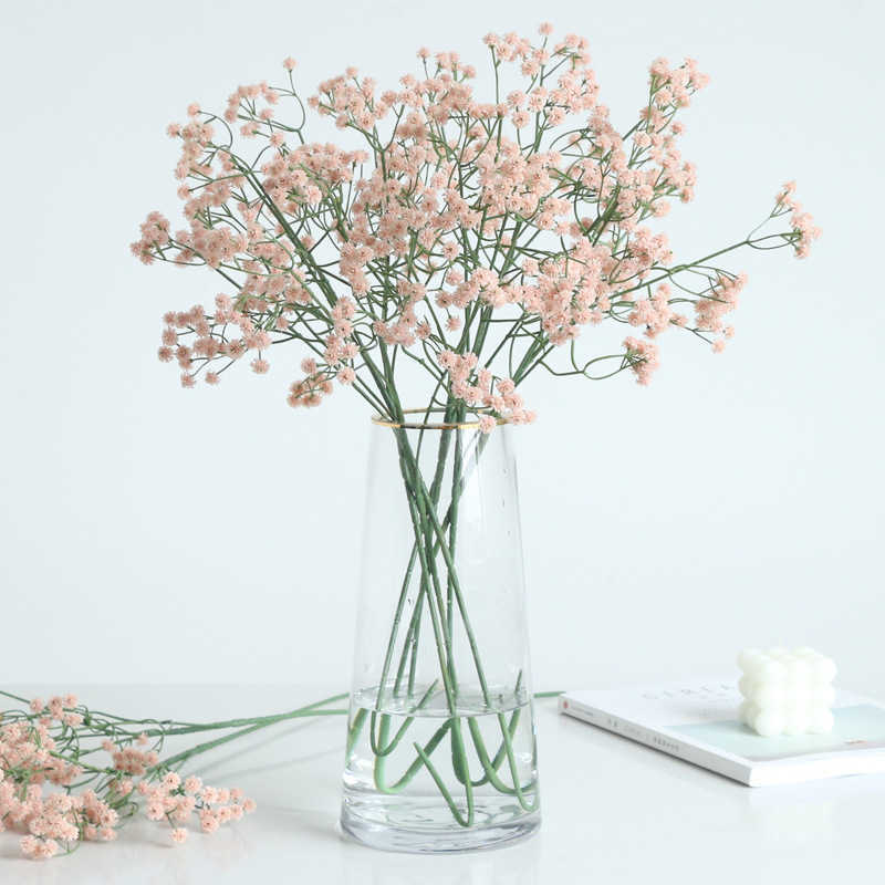 Couronnes de fleurs décoratives bon marché, fleurs artificielles Gypsophila en plastique blanc rose bleu, accessoires d'arrangement de fausses fleurs, décoration de fête de mariage, de bureau à domicile