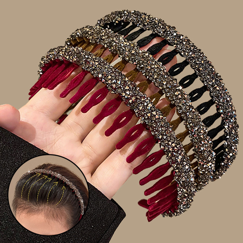 2023 Korea Fashion Simple Crystal pannband Kvinnor Ny sammet Rhinestone Face Wash Hairbands Hair Hoop Bezel Hair Accessories