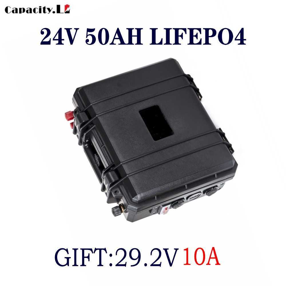 24V 50AH LIFEPO4 리튬 50AH 충전식 배터리 팩 담배 라이터 BMS 야외 캠핑 RV 모터 인버터