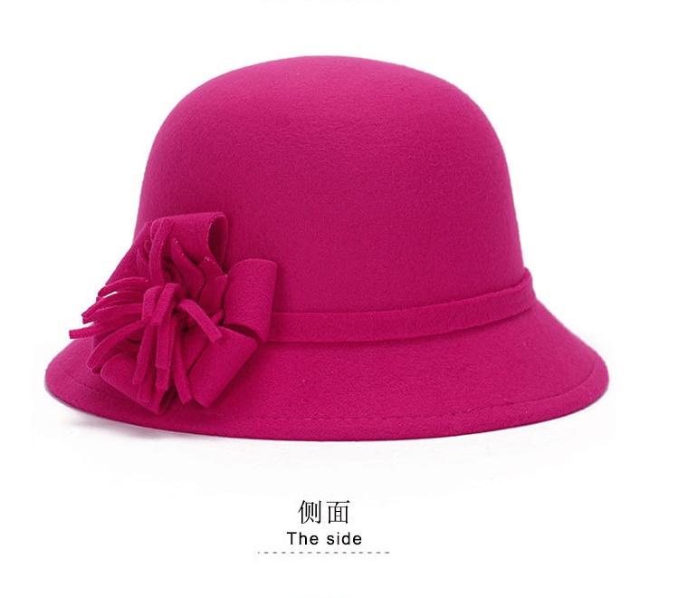 Hats Felt Flanging Floral Parody Wool Felt Women's Autumn Winter Cloche Hats Elegant Banquet Hat