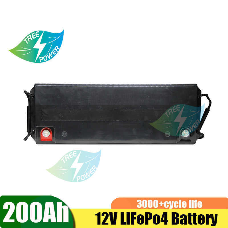 12V Lithium-Eisenphosphat-Batterie 200Ah Eingebaute BMS LFP LiFePO4-Batterie für Wohnmobil Wind Solarenergie Roller Dreirad Boot