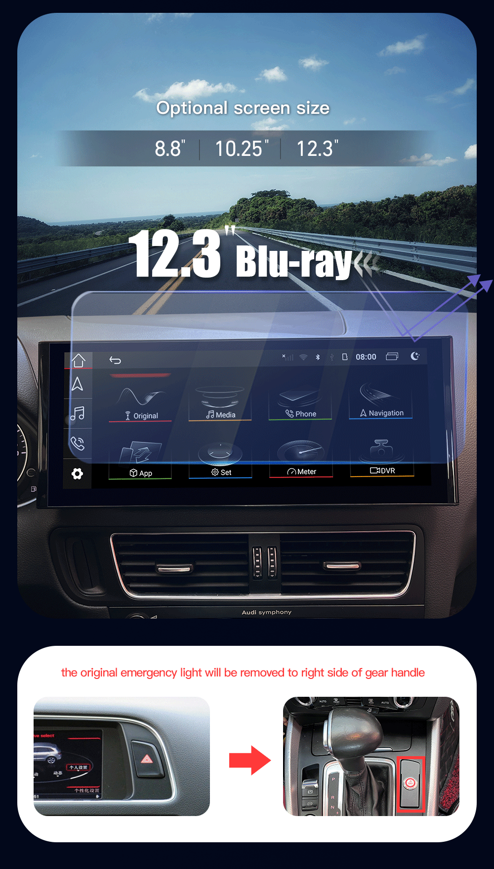 Autoradio Player Android Stereo Car Dvd Multimedia Wireless Carplay GSP Wifi Bluetooth USB 4G for Audi Q5 MMI 2G 3G HLAA001