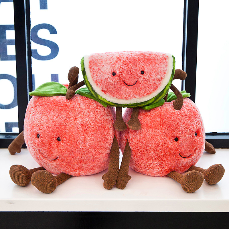 S￶t Creative Fruit Plush Toy Dolls Watermelon Cherry Living Room Soffa Decoration Children's Toys E01