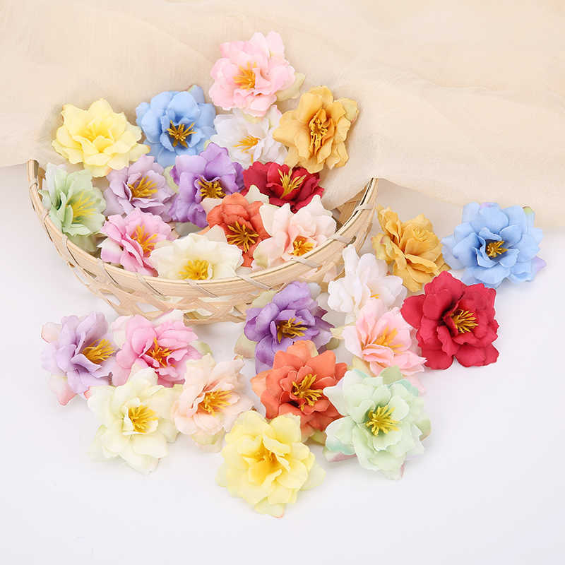 Decoratieve bloemen kransen 10 stuks 5,5 cm kunstbloem hoofd zijde roos orchidee voor bruiloft decoratie feest doe-het-zelf krans cadeau scrapbooking ambacht nep bloem T230217