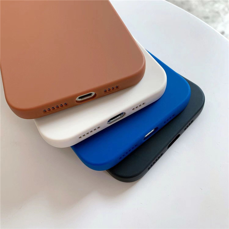 For iphone14 Apple 13 phone case tpu Anti-fall liquid silicone Apple 12Pro lens All-pack straight edge fashion case simple solid color soft shell