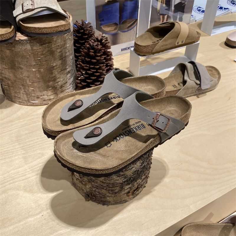 Slippers allemand Designer Birkinstocks Boken Boken Gizeh Boken Cork Herringbone Slippers Men's and Women's Sandals Beach Shoes