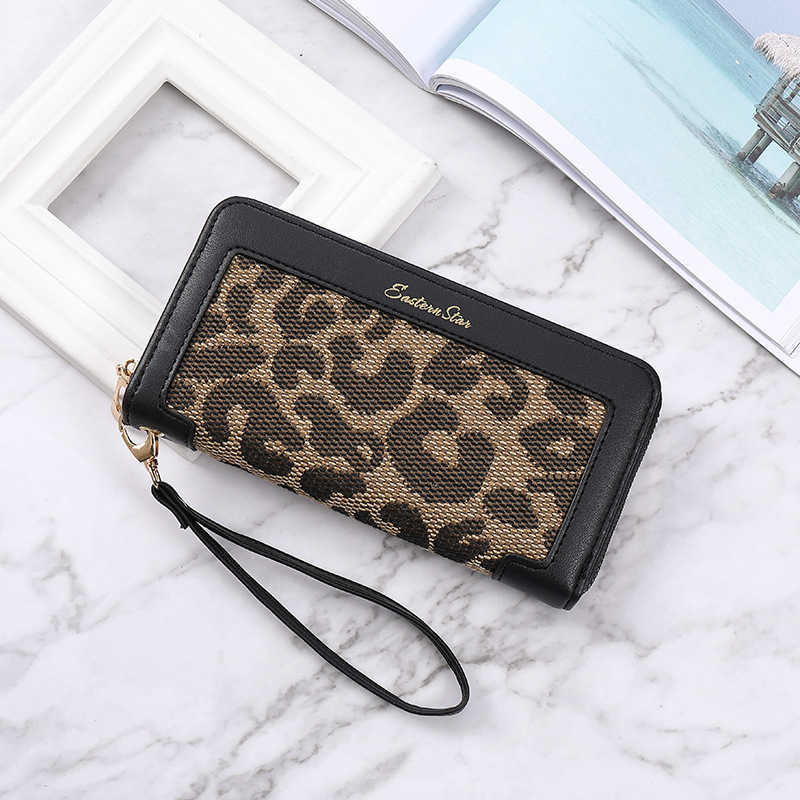 Wallet Damen Long Leopard Print Fashion Classic Reißverschluss großer Kapazität Multifunktion Multi Card Position Hand Bag Frauen 230314e