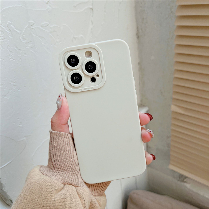 For iphone14 Apple 13 phone case tpu Anti-fall liquid silicone Apple 12Pro lens All-pack straight edge fashion case simple solid color soft shell