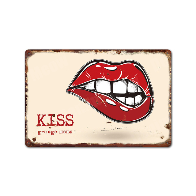 Good Girls Do Bad Things Rétro Peinture en métal Panneaux en métal Bar Club Décoration Murale Kiss Me Plaques Langue Art Affiche Cadeau pour Amoureux 20 x 30 cm Woo