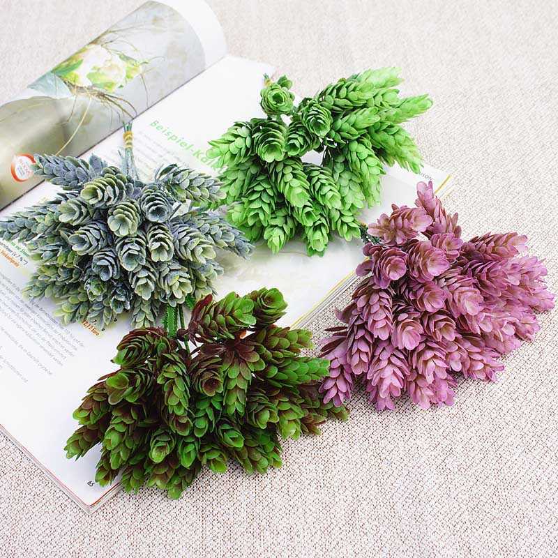 Decorative Flowers Wreaths Simulation flower green plant plastic 6 branches pomelo citrus quality good home garden turf distribution Christmas decor plan T230217