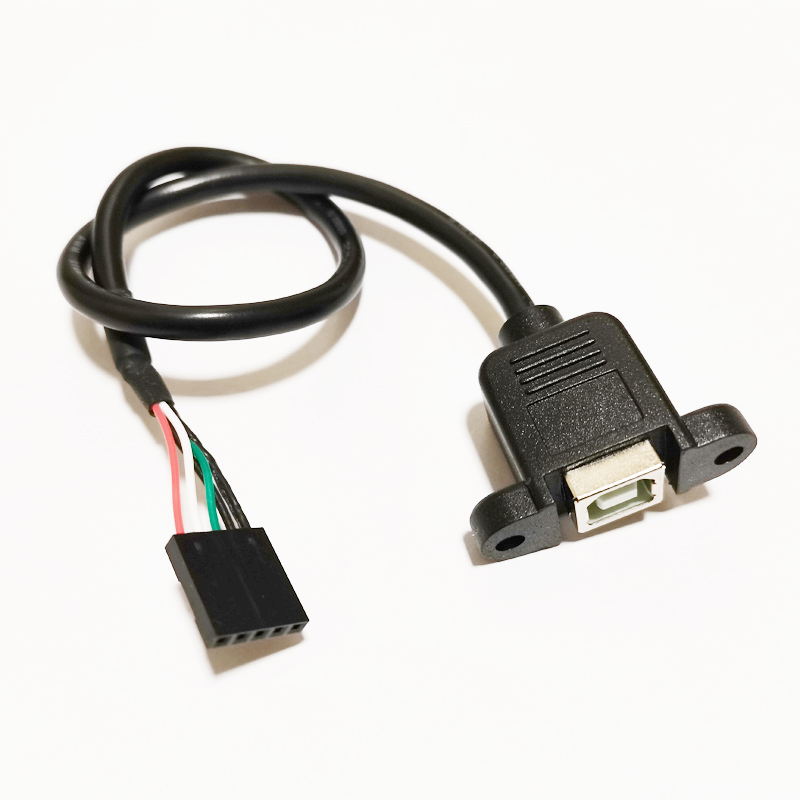 Câbles USB, DB 2,54 mm 5 broches femelle vers USB 2.0 type B femelle avec câble de montage sur panneau à vis 30 cm/2 pièces