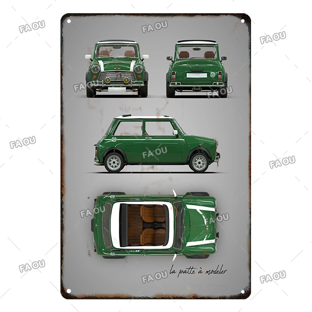 Super Car Retro Metal Plakat Garage Vintage Dekoracyjny znak blaszany Auto Club Wall Art Plaque do nowoczesnej Domu Dezokracja Estetyczna Garaż Dekorowanie ścienne 30x20 cm W01