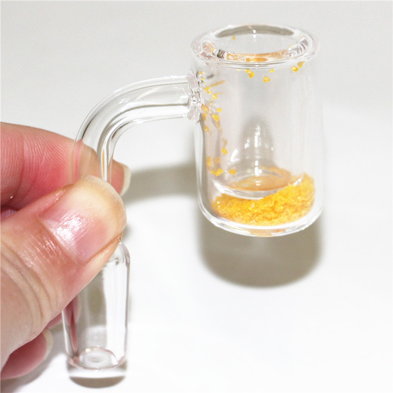 2mm Quartz Banger Nail Smoking Accessories XXL OD28mm Bucket with Colorful Thermochromic Glass Sands Inside Changing Color When Heating 10mm14mm18mm Clear Joint