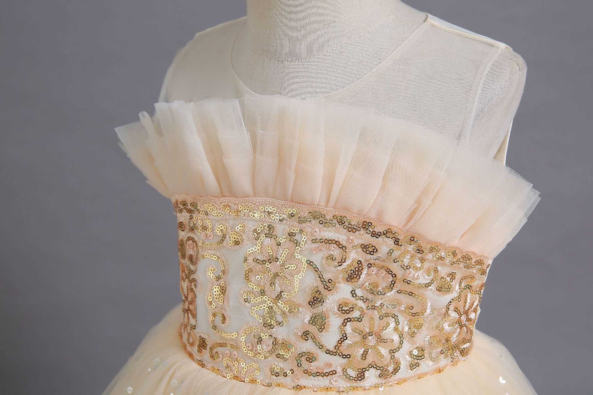 Abiti da ragazza Ragazze con paillettes Abito da principessa bambini Tutu da sposa feste Abiti da ballo bambini Tulle Prima comunione Abiti da sera convenzionali W0221