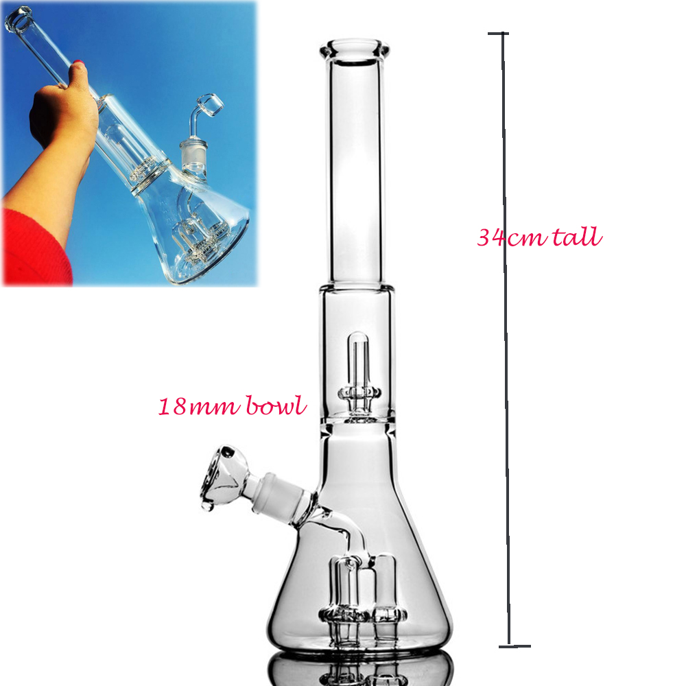 13.4 인치 비이커베이스 dab rigs hookahs 연기 유리 파이프 유리 물 봉과 18mm 보울