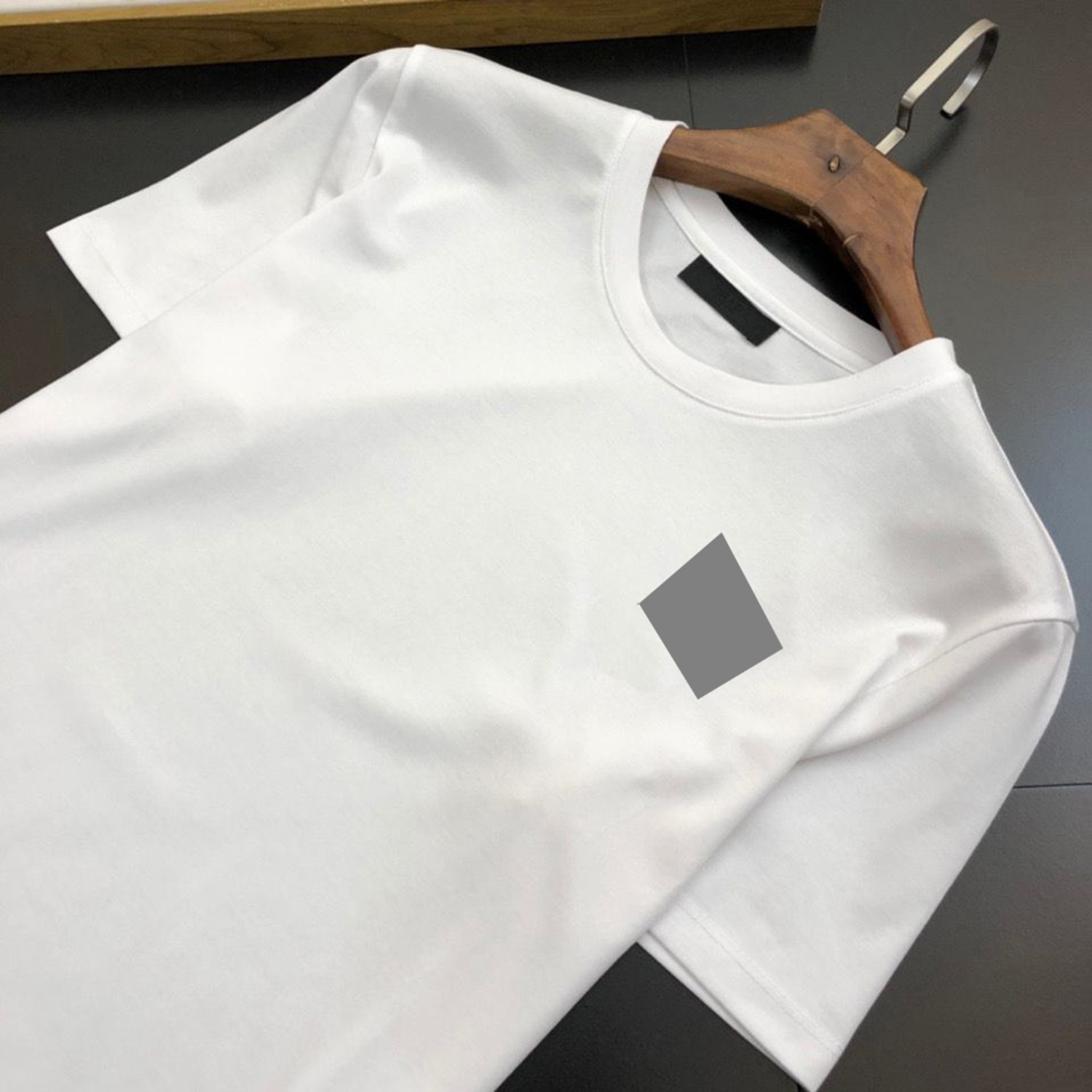 T shirt spring and summer trend black and white solid color top European and American fashion ins chest simple print round neck pure cotton breathable short sleeve